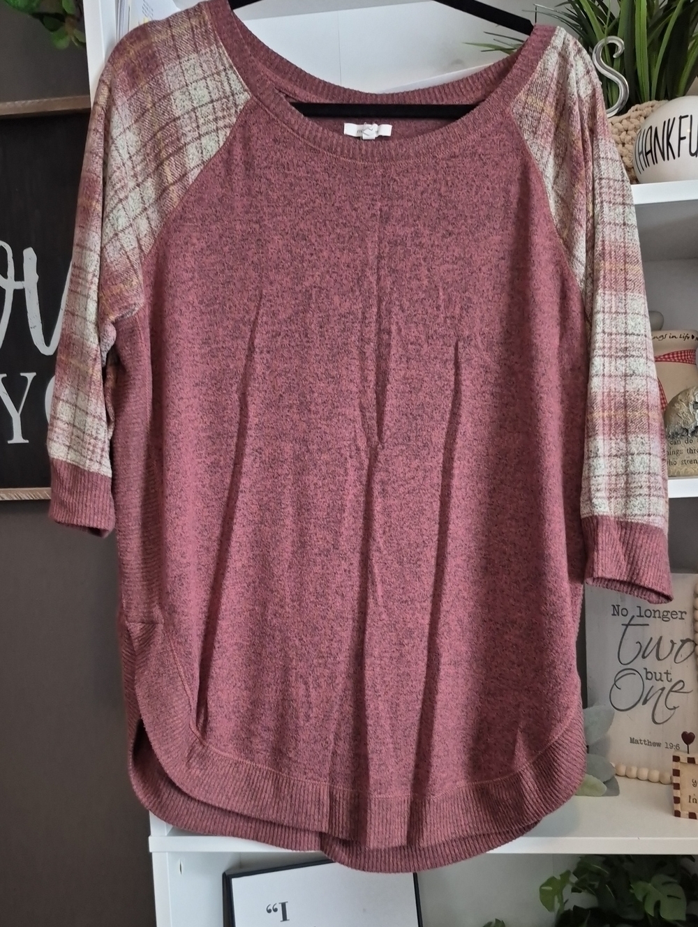 Maurices Cozy Rose Plaid Sleeve Women’s Top - Brand:
